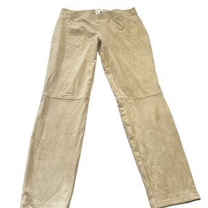 Sophie Max Pants Women's Size XL Tan Brown Suede-Like Pull On Straight Leg EUC